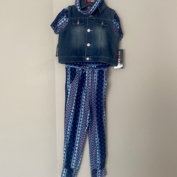 Limited Too One Piece w/ Jean Vest - Picture 1 of 3